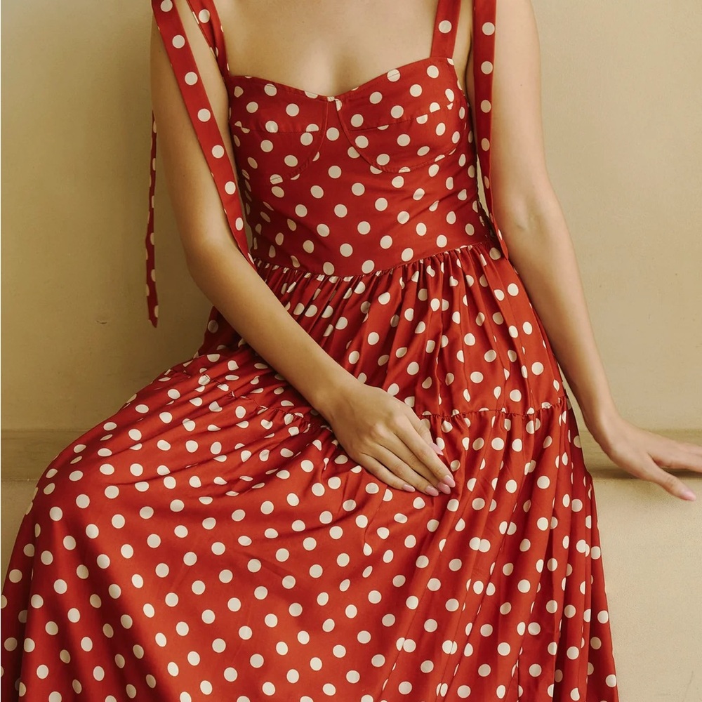 Nothing Fits But Zoe Polka Dot Red Sundress with Tie Straps
